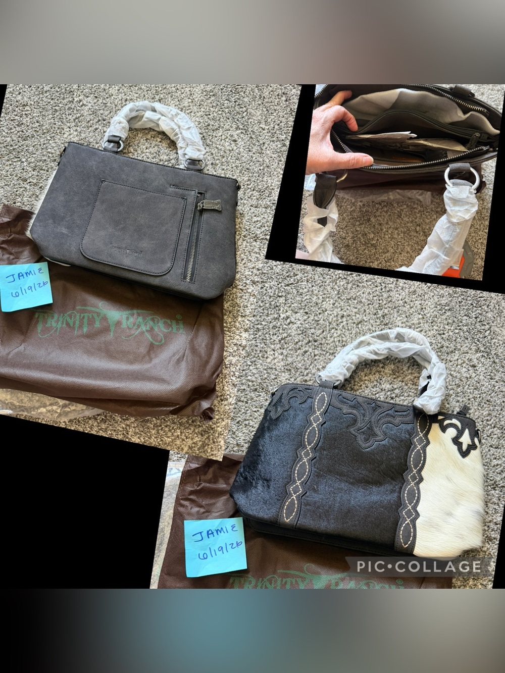 Trinity West charcoal Leather Top-Handle Tote